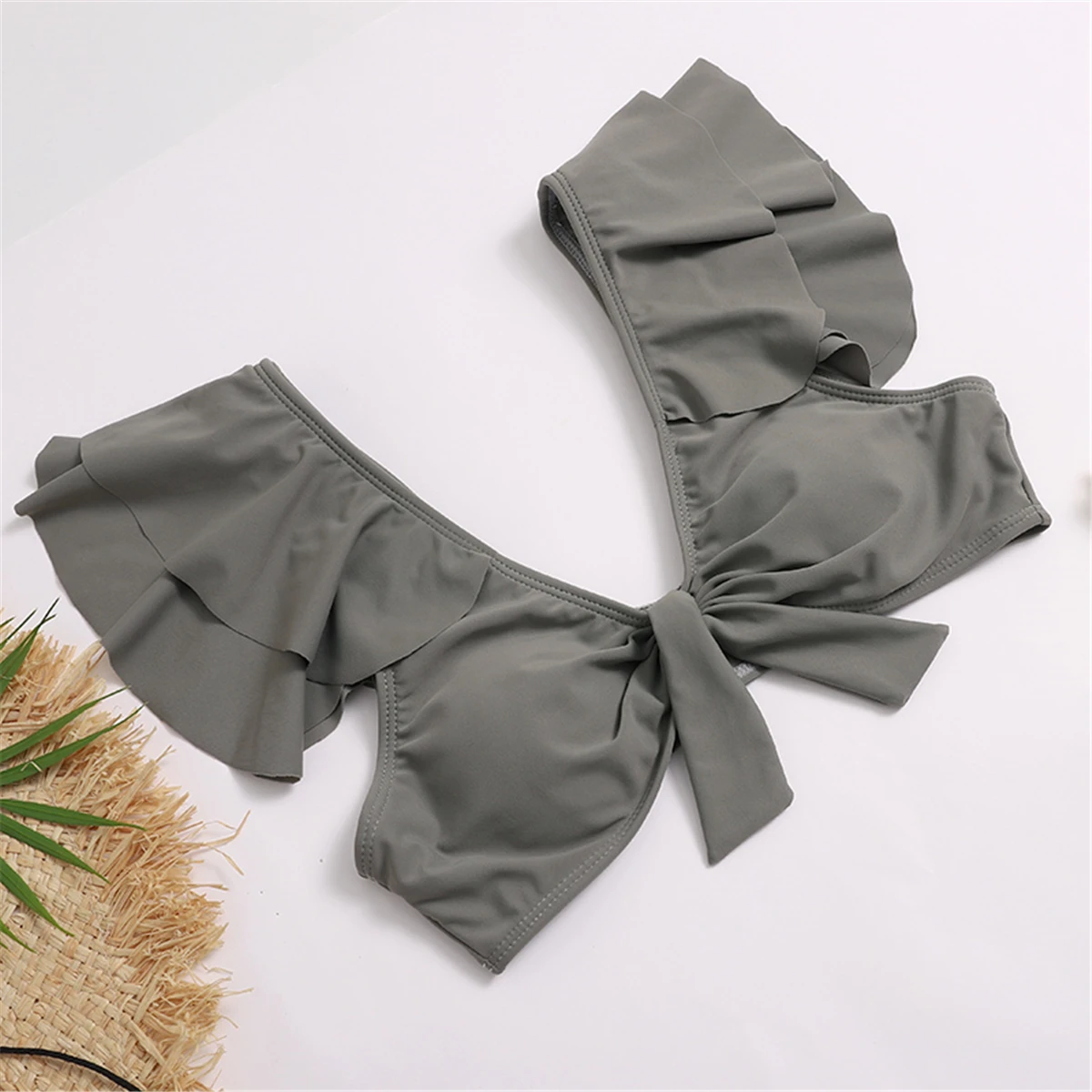 

Halter string bikini 2021 Triangle swimwear female Ruffle swimsuit women Low waist bathing suit Sexy 2 piece set Large size