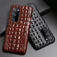 leather phone case for samsung galaxy s20 fe case for s20 plus cowhide cover for note 20 ultra crocodile back texture case