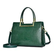 High quality Crocodile pattern real cowhide Womens handbags New Genuine Leather bag  women Fashion luxury Designer Female bag