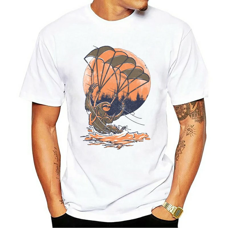 

Swooping Sloth Funny Skydiving Gift T-Shirt for Mens Cotton Harajuku Boy Girl Tshirts Round Neck Mens T Shirts