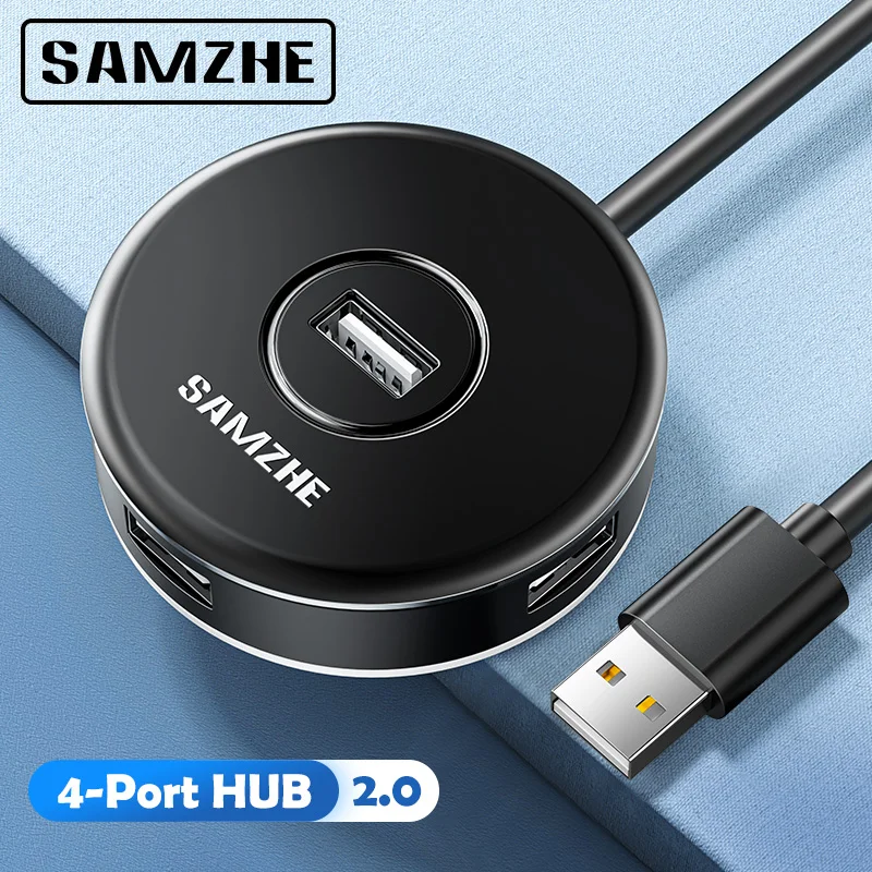 

SAMZHE 4-port USB 2.0 HUB High Speed USB Hub For Multi-device Computer Laptop Desktop PC Adapter
