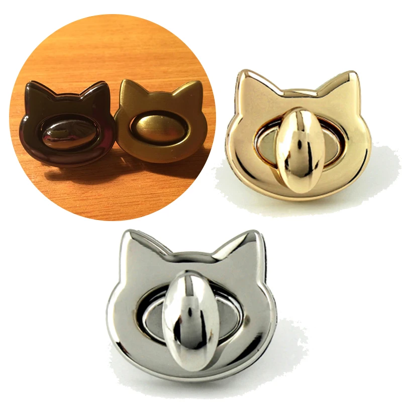 Металлическая сумка с милым котом и поворотным замком застежка для кожаного