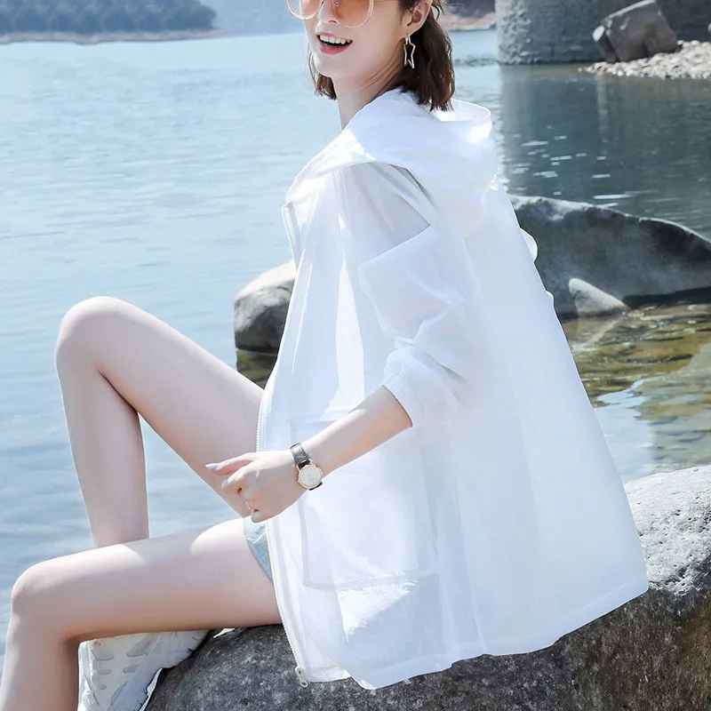 

ZURICHOUSE Outdoor Hooded Thin Coat Women Long Sleeve Loose Casual Sun Protection Clothing Korean Style Summer Jacket Female