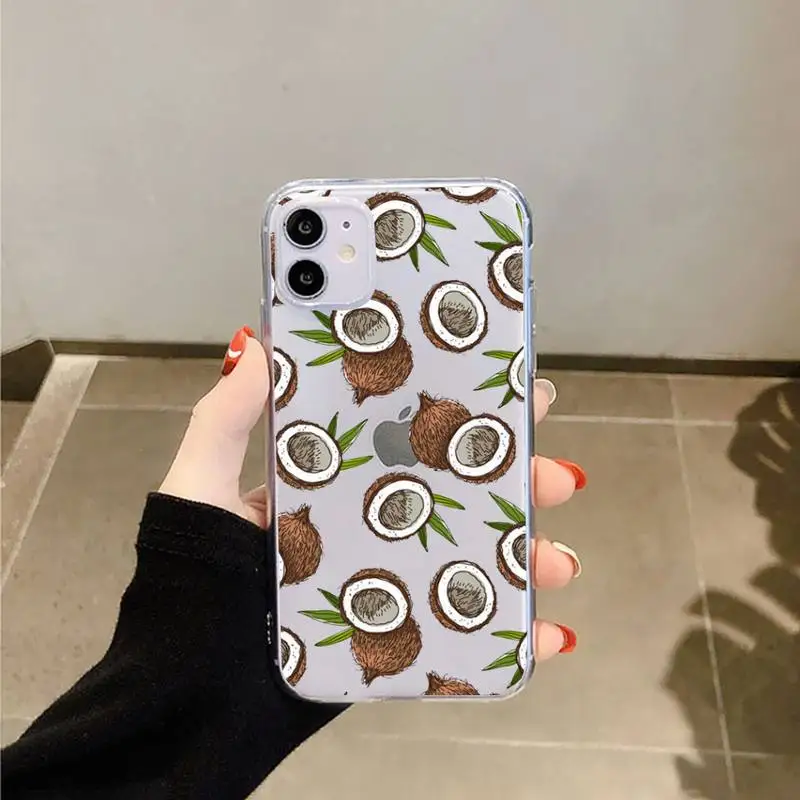 

Summer Fruit Watermelon Lemon Phone Case Transparent for iPhone 6 7 8 11 12 s mini pro X XS XR MAX Plus
