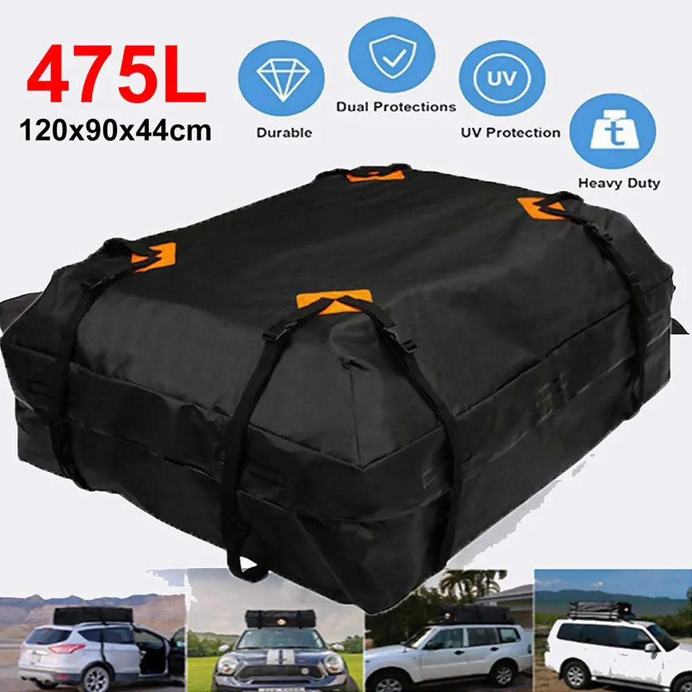 

120x90x44cm Large Waterproof Car Cargo Roof Bag Rooftop Luggage Carrier Black Storage Cube Bag Travel SUV Van For Cars