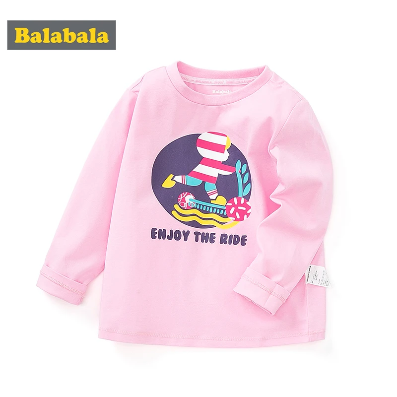 Balabala/футболка с длинными рукавами для девочек Милый топ круглым вырезом Мягкая