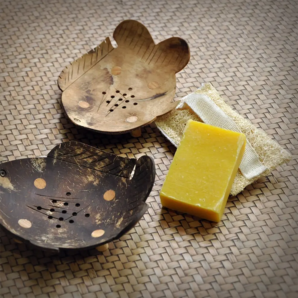 Держатель для мыла из кокосовой скорлупы креативный контейнер ручной работы