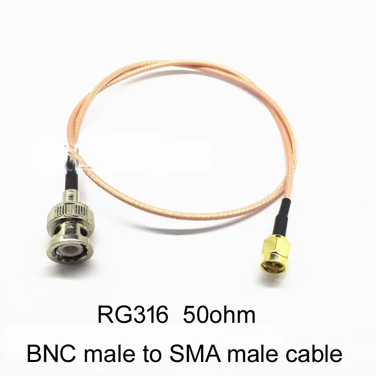 

10 шт. полный медный BNC штекер к SMA штекеру 50 Ом RG316 посеребренный коаксиальный кабель 0,5 м-2 м