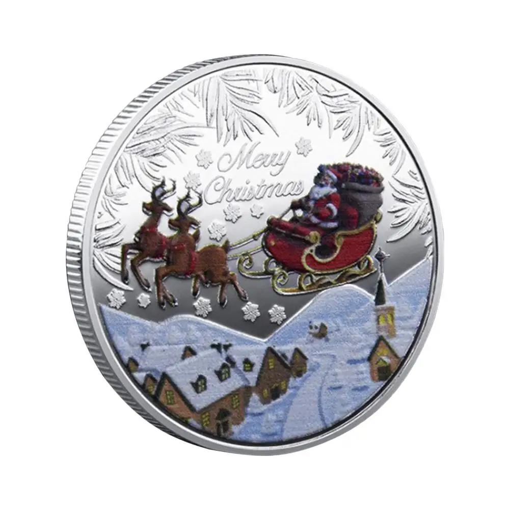

1Pc Two-Sided Coin Santa Awards Christmas Commemorative Coins Gold And Silver AwardsCrafts Holiday Christmas Family Friends