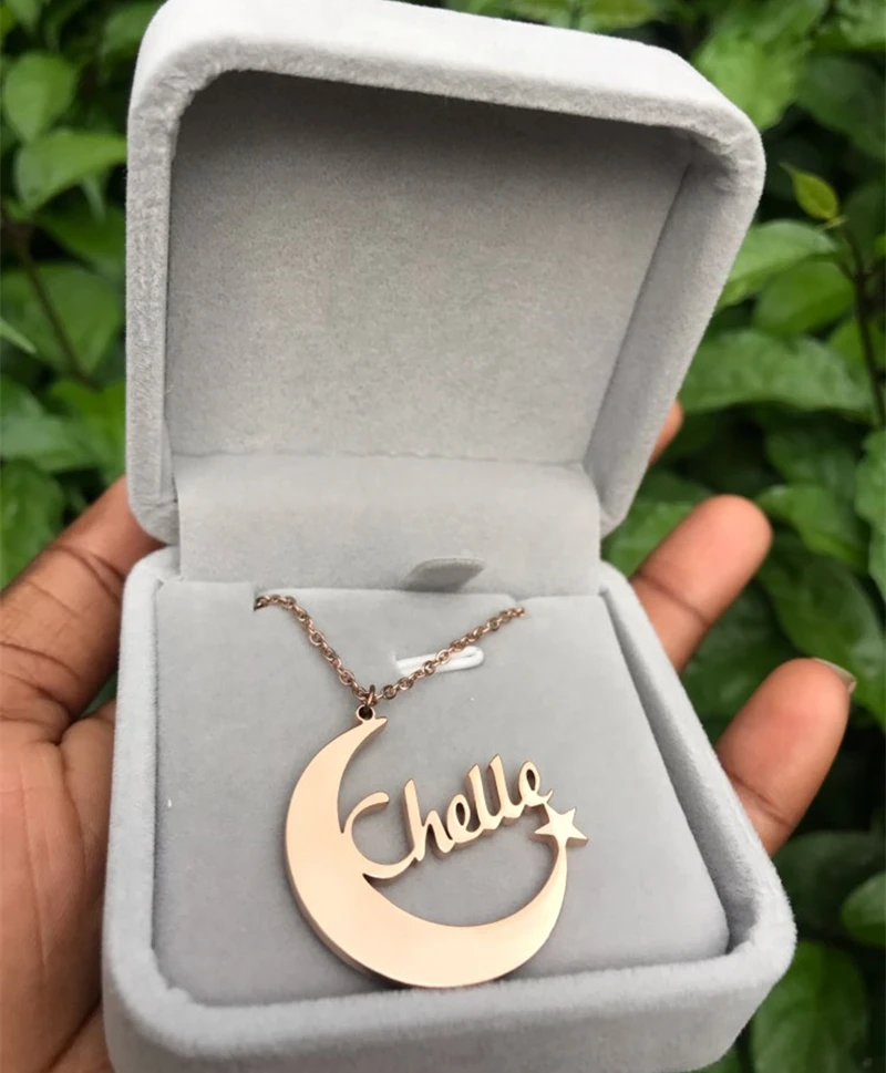 Изящные ожерелья с Луной и звездой кулоны из нержавеющей стали колье на заказ