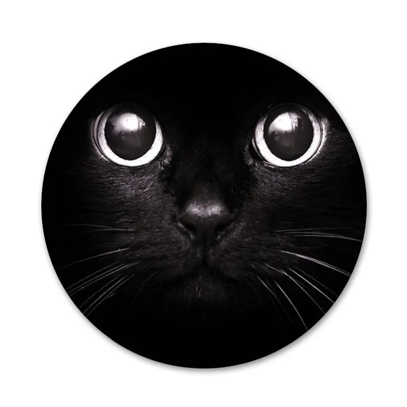 Black Cat Staring Eye Icons Pins Badge Decoration Brooches Metal Badges For Clothes Backpack Decoration 58mm images - 6