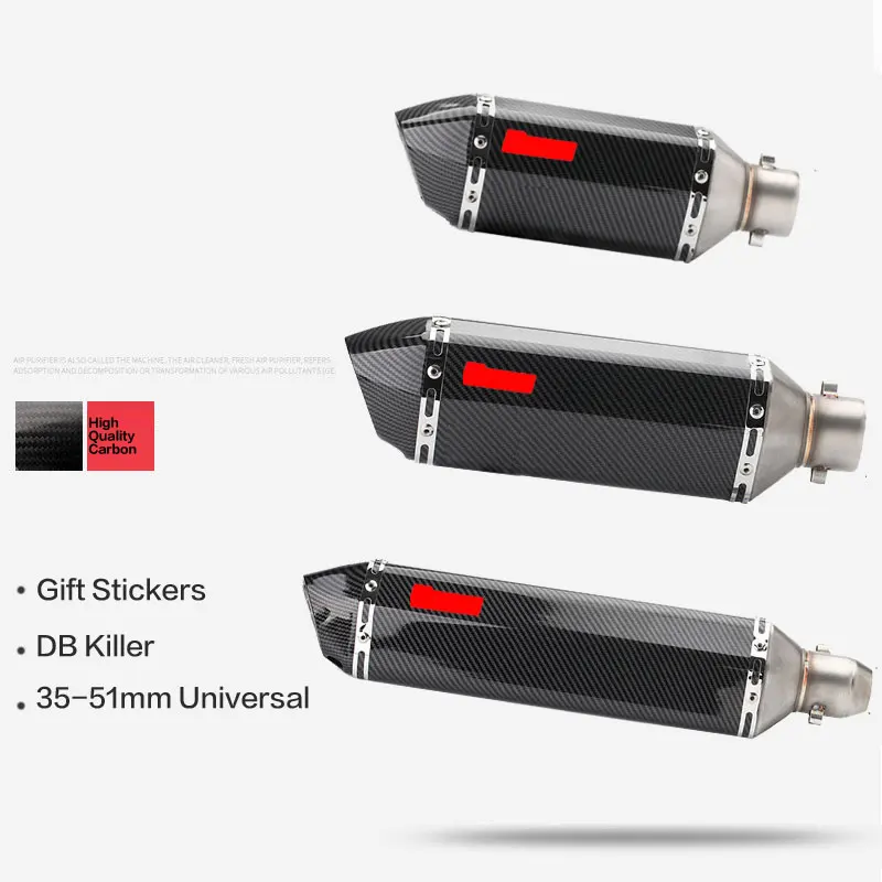 

Zengjianmotoo - 51mm Carbon Fiber Motorcycle Escape Moto Exhaust Modify Motocross Muffler For FZ6 CBR250 CB600 MT07 AK05