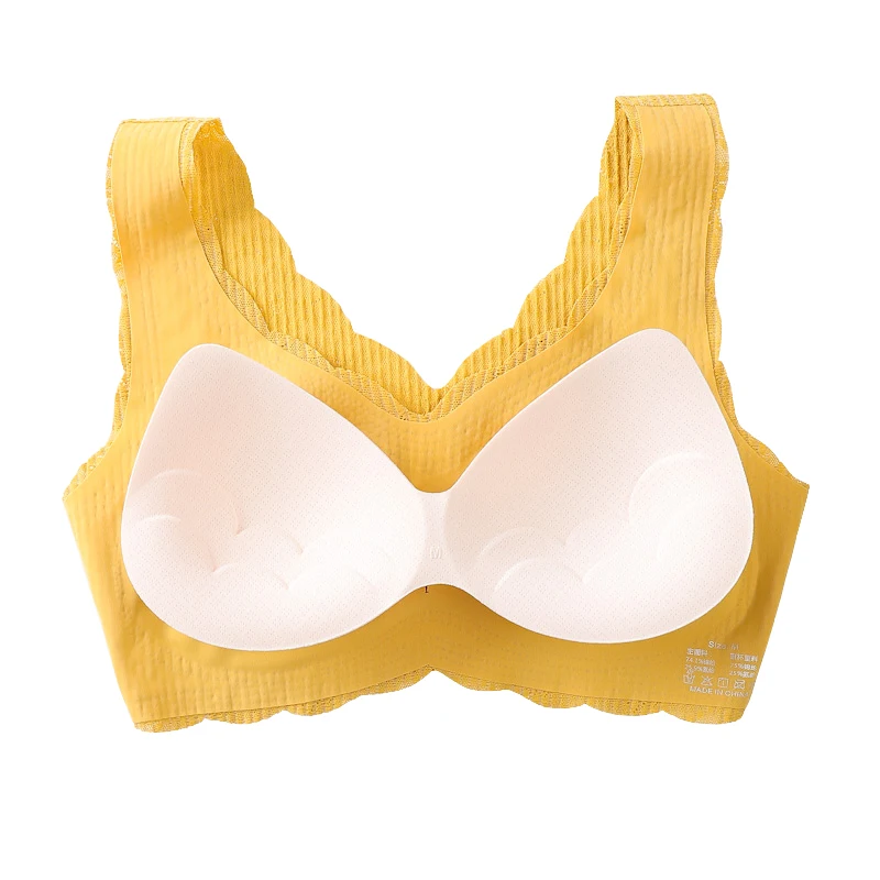 SofBeauForY Bubble Thailand latex Seamless One Piece Lace Underwear Wide Shoulder Strap Sports Fashion Bra For Women