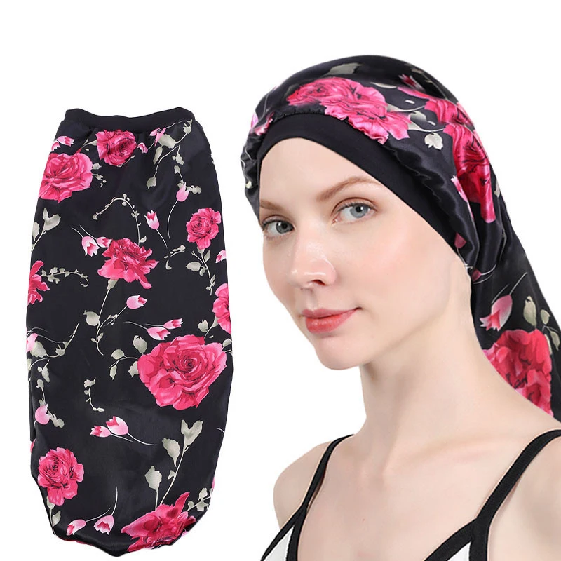

Satin Sleep Cap For Long Braids Hair Braid Dreadlocks Braids Curly Silk Elastic Loose Bonnet Hair Satin Long Cap