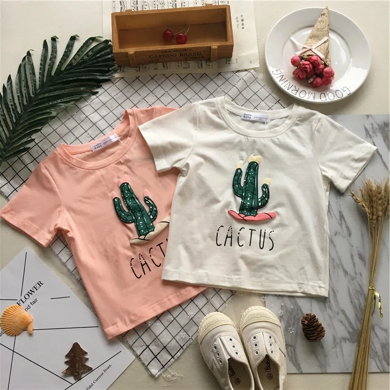 Детская футболка с короткими рукавами Tonytaobaby летняя С КАКТУСОМ|Тройники| |