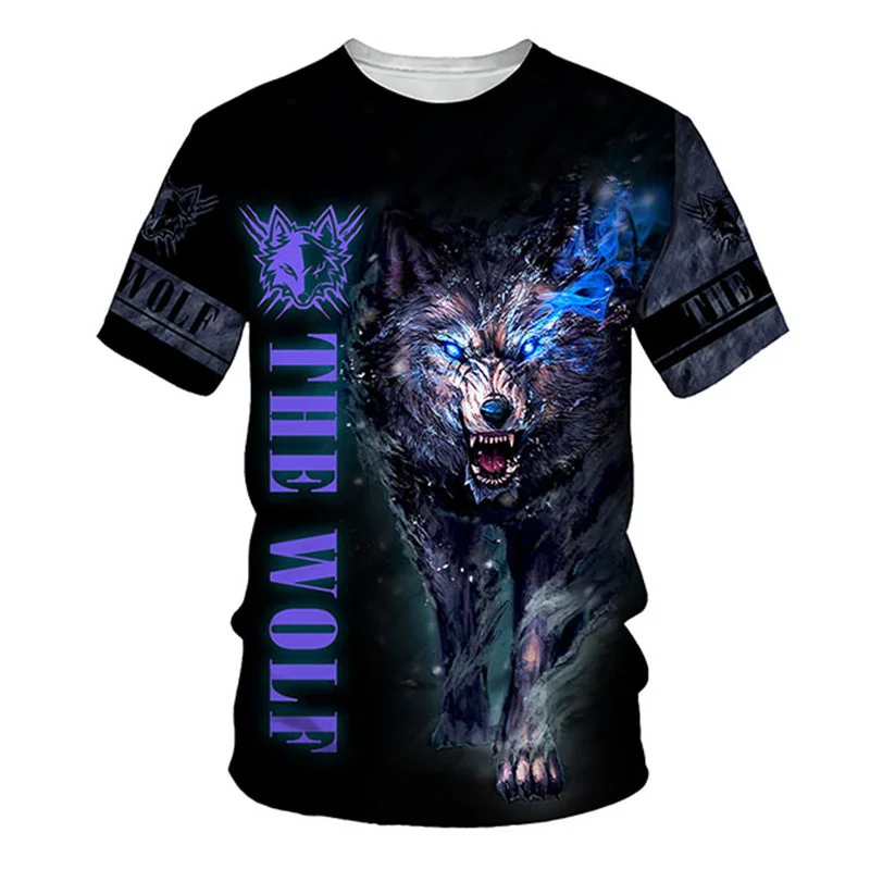 

Fashion Summer T Shirt Men Streetwear O Neck Short Sleeve Tees Tops Animal Male Clothes Casual Harajuku Wolf 3D Print T Shirt