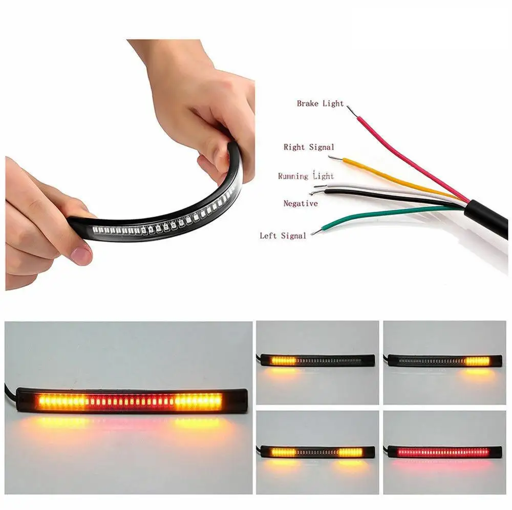 Мотоциклетный светильник 48 светодиодный бар гибкий задний тормоз Стоп сигнал