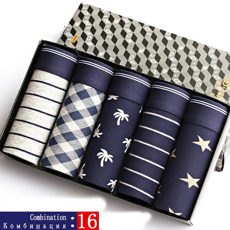 JDN 16BOX bierdan L-5xL бренд почты боксёрские шорты мужчины mens комфортно мужчин boxershorts хлопок сексуально 5pcs / много cueca 24type мужского нижнего белья трусы мужские трусы-боксеры боксеры нижнее белье трусики - Цвет: JDN 16BOX