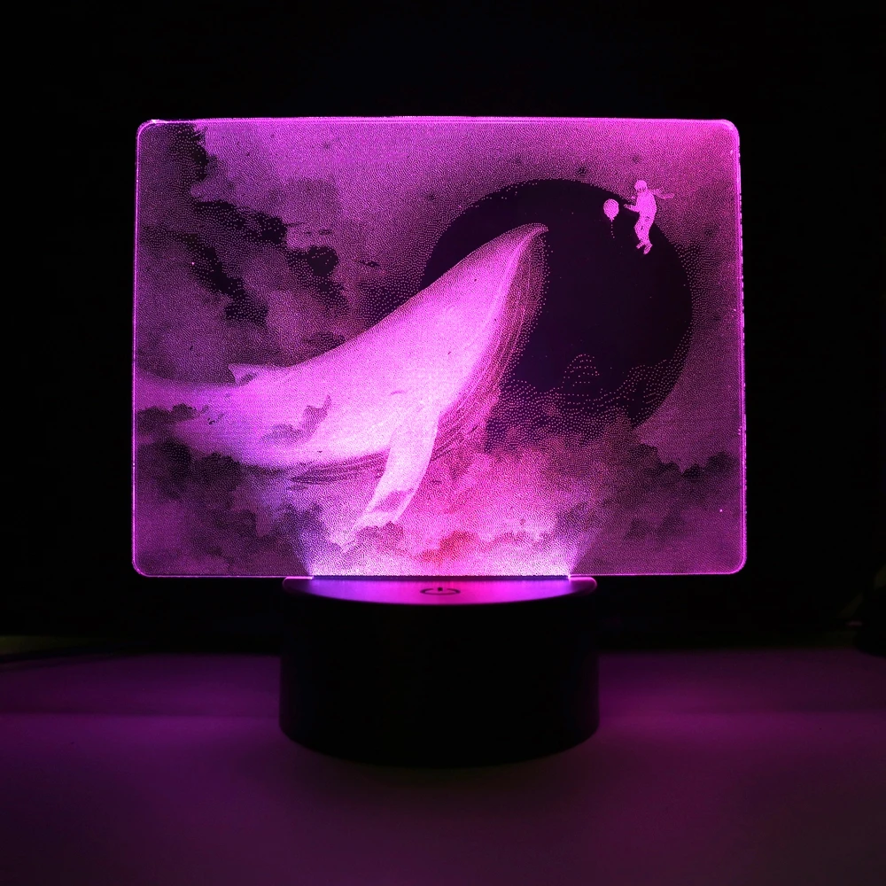 

Sci-Fi Whale And Astronaut Colorful Two Tone LED Light for Child Birthday Gift Bedroom Decor Sci-Fi Two Tone Table Lamp Dropship