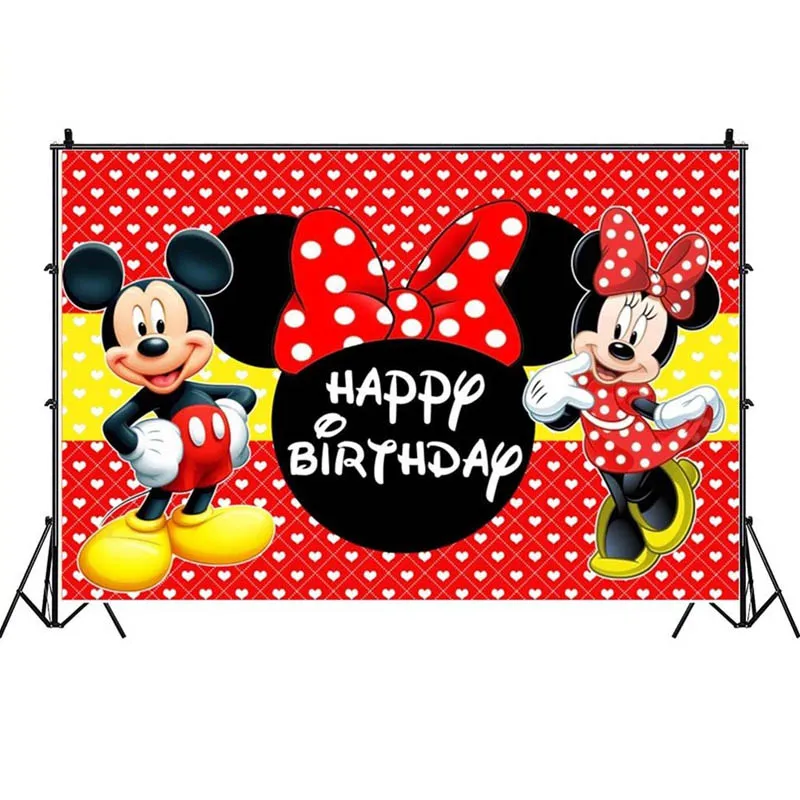 

Custom Disney Mickey Mouse Backgrounds Vinyl Cloth Photo Shootings Backdrops for Baby Birthday Party Decoration Photo Studio