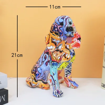 

Creative Water Transfer Springer Colorful Resin Crafts Dog Decorations Living Room Entrance TV Cabinet Decorations