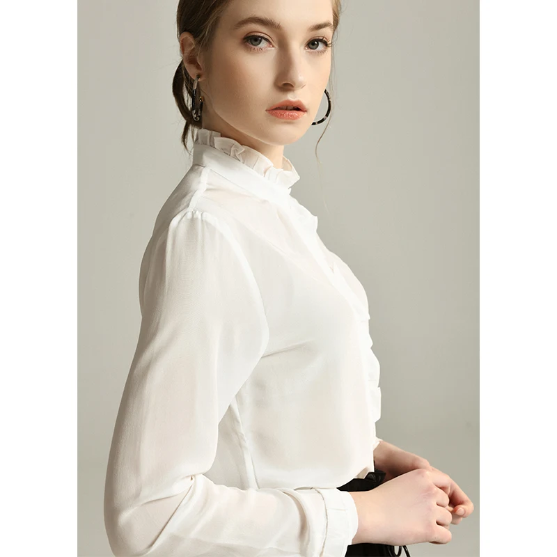 Женская винтажная рубашка из чистого шелка базовый топ 100% тутового шелкопряда с