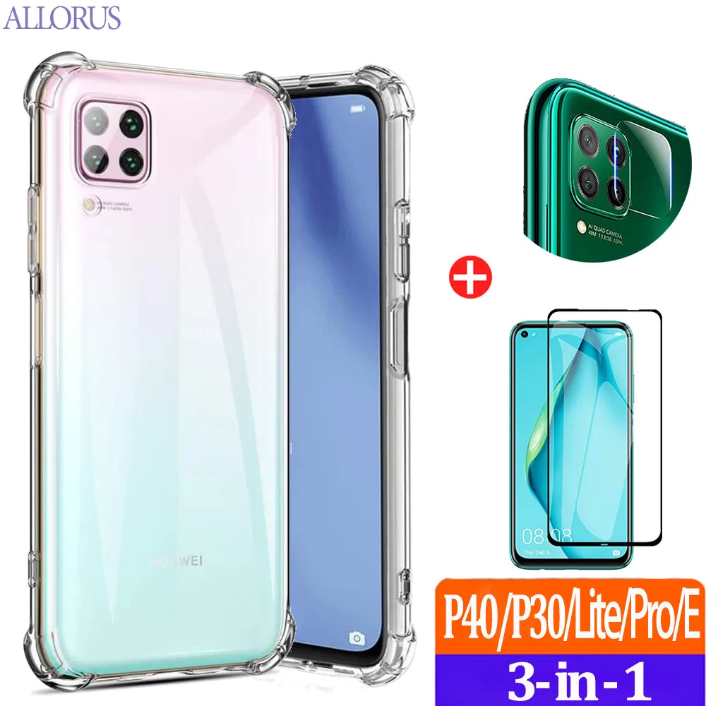 Чехол для Huawei P40 Lite Прозрачный чехол телефона Huavei световые Чехлы силиконовые