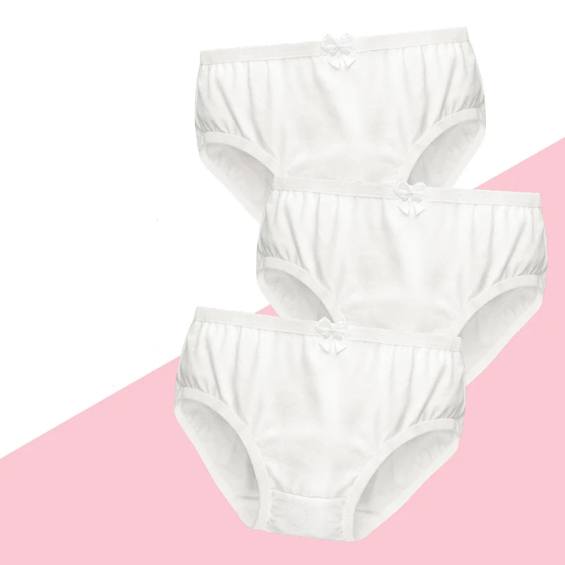 3pcs briefs girls 3 шт./упак. детское нижнее бельё для девочек одноцветное Цвет Белые шорты из хлопка для девочек; боксеры для мальчиков, шорты, нижнее белье трусы-плавки для мальчиков ясельного возраста, Трусы-шорты, новинка - Цвет: 3pcs briefs girls