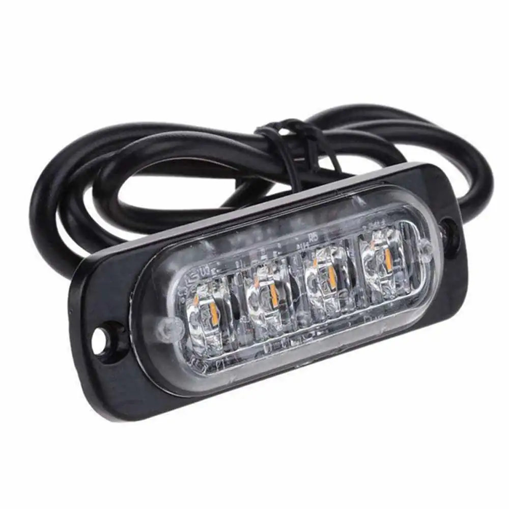

4 LED Car Strobe Warning Light Grill Flashing Breakdown Emergency Light Truck Trailer Beacon Lamp Side Light Car Accessories