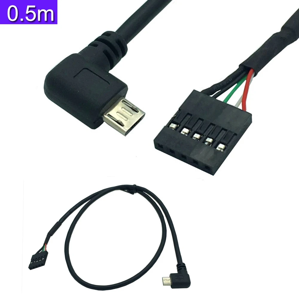 50 см usb micro 5P Male 90 левый угол до 1x 5Pin Female 2 54 USB header PCB материнский кабель|Компьютерные