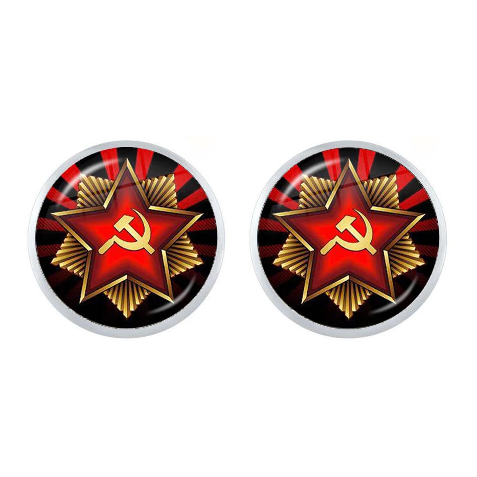 Серьги-гвоздики женские 12 мм из стекла с кабошоном | Украшения и аксессуары