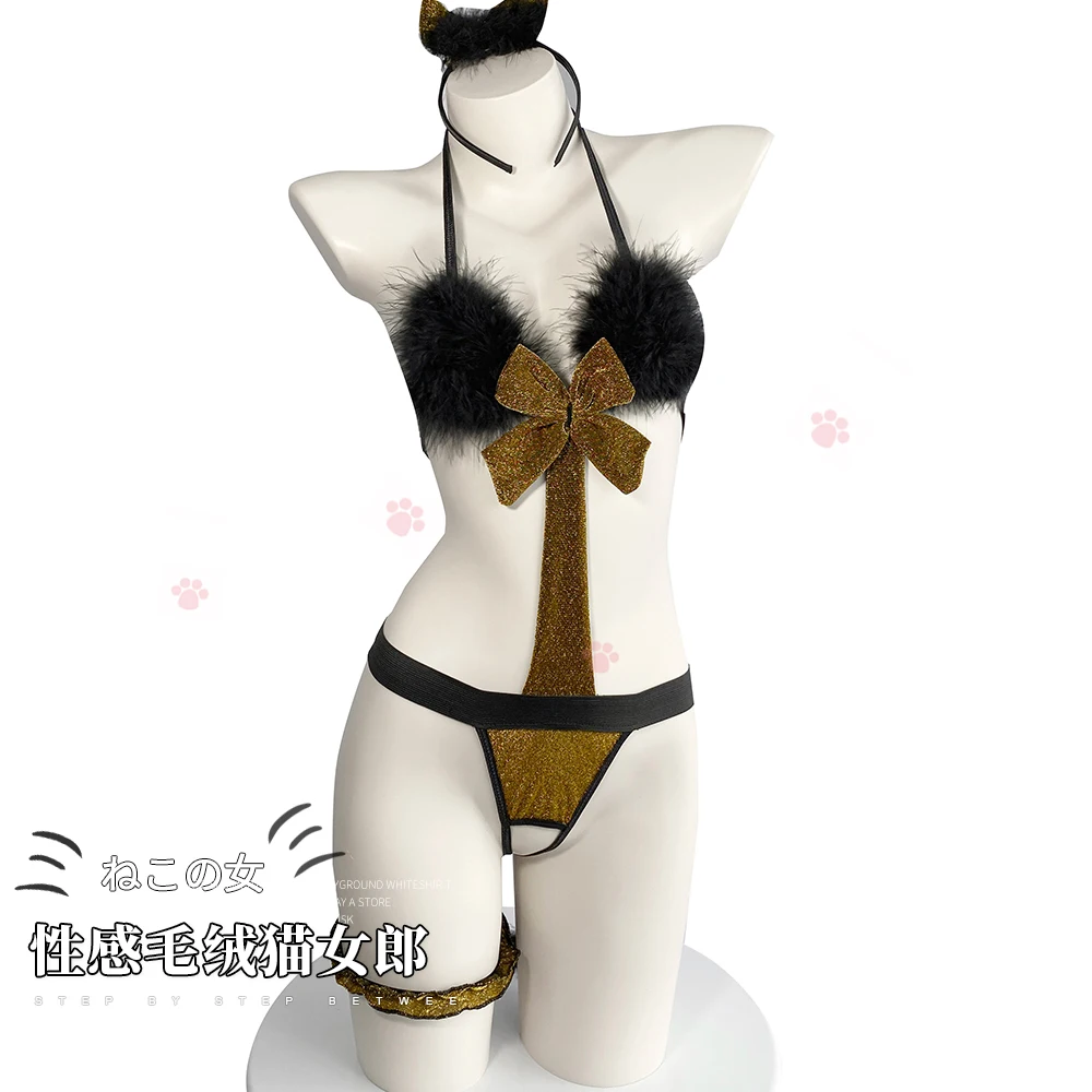 

Сексуальное женское белье-Униформа Temptation трехточечный слитный плюшевый товар косплей девушки-кошки каваи белье