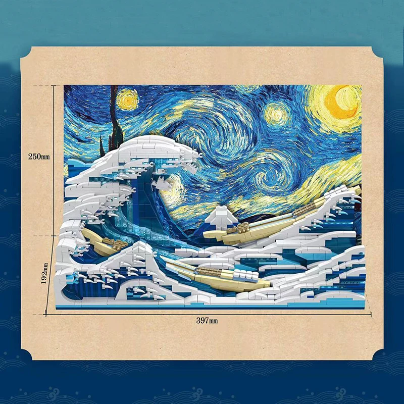 MOC пиксель искусство мозаика живопись строительный блок большая волна Off Kanagawa