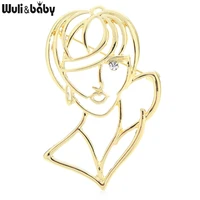 wulibaby beauty lady brooches women 3 color girl figure office casual brooch pins gifts