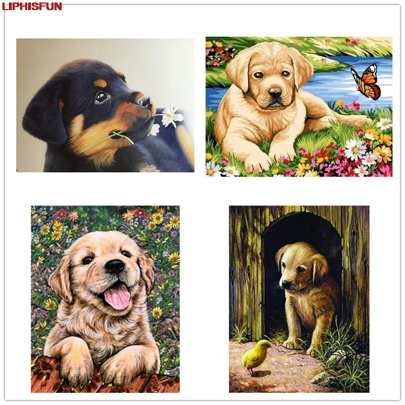 

Алмазная картина 5D "сделай сам", квадратная/круглая Алмазная вышивка крестиком, домашний декор, наклейки, маленькая собака лабрадора