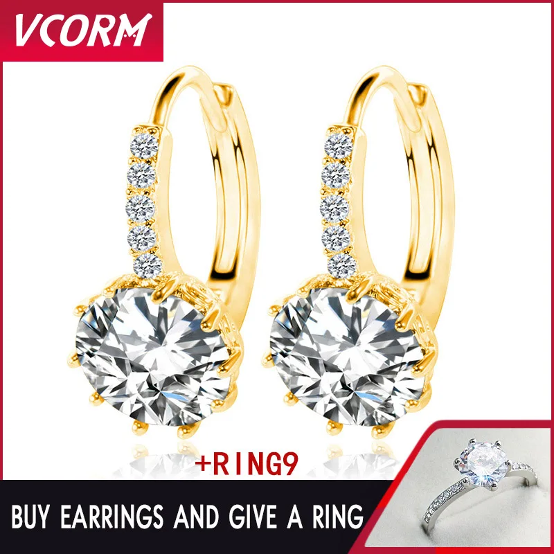 VCORM New Fashion 7 Colors AAA CZ Element Dangle Drop Earrings 2019 For Women Wedding Party Crystal Jewelry Buy 1 Get | Украшения и