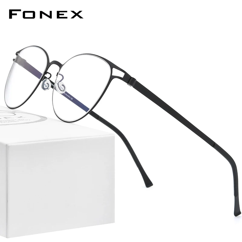 

FONEX Очки из сплава для женщин и мужчин, новинка 2020, винтажные круглые очки для близорукости, оправа, рецептурные мужские Безвинтовые очки 996