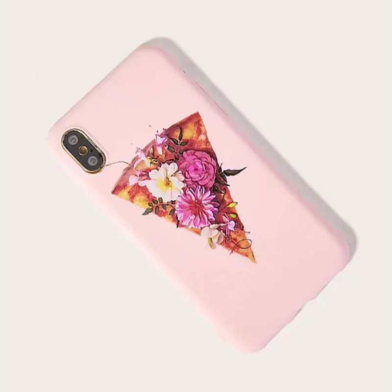Розовый чехол для iPhone с изображением пиццы подходит Apple X /Xs/11/11Max/11Pro мягкий из ТПУ