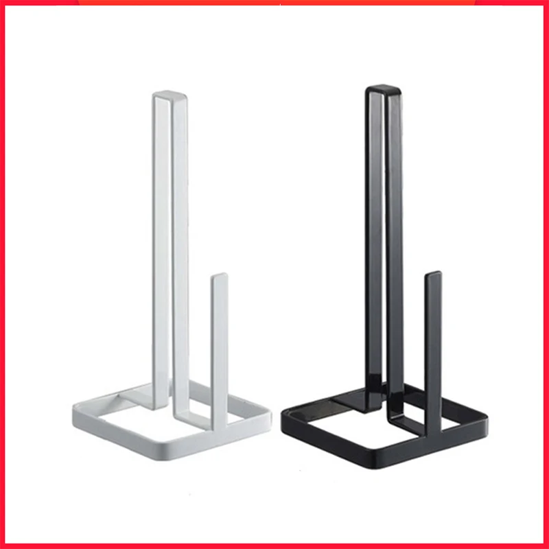

Kitchen Wrought Iron Vertical Paper Towel Rack Living Room Roll Paper Holder Creative Free Perforated Site Paper Towel Rack Blac