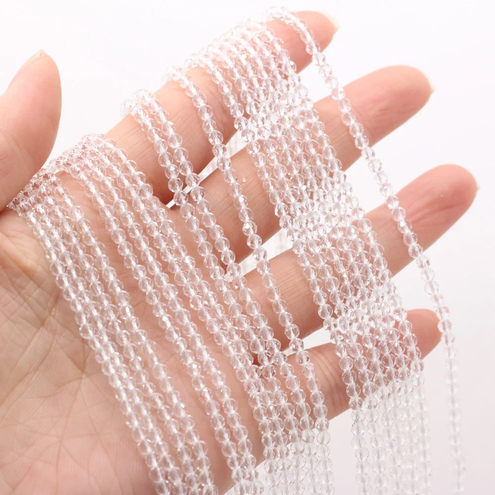 Белый маленький бисер натуральный драгоценный камень Круглые граненые бусины