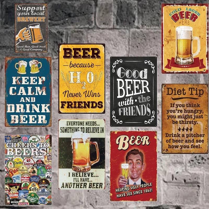 

Metal Tin Sign Beer Poster Home Wine Cellar Wall Decor Trunking and Letter Signs Decoration Man Cave Tiki Club Bar Pub 20X30Cm