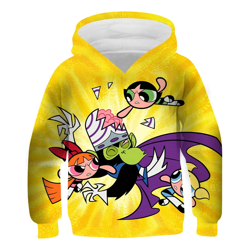 

2021 new 3D printed girl's hoodie Powerpuff Girl Harajuku fun sweatshirt breathable and non-fading can be worn in three seasons