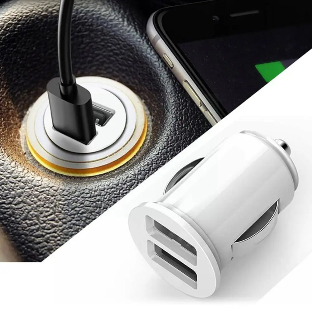 

Car Mini Dual Usb Car Charger Cigarette Lighter 12v 2 Port Universal Car Power Adapter Styling Adapter Charger Car Fast A8d3