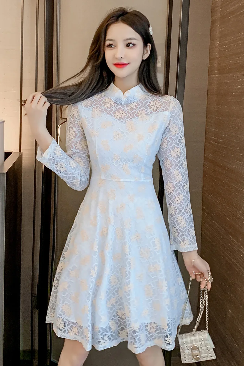 

COIGARSAM Lace Women dress New Spring Dresses 9299