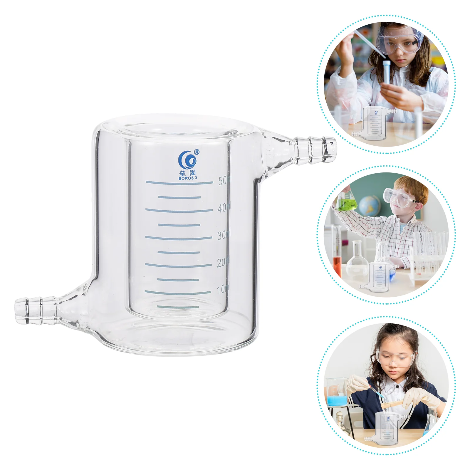 

1pc Laboratory Jacketed Beaker Photocatalytic Experiment Container Borosilicate Glass Beaker