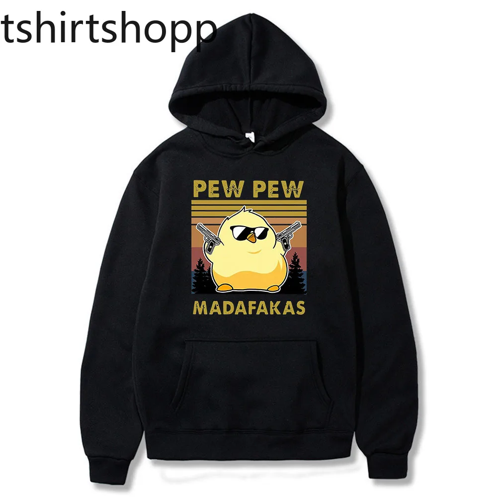 

Funny Duck Pew Pew Madafakas Hoodies Graphic Prints Tops Men Clothing Japanese Anime Hoodie Cartoon Sweatshirts Male Sudaderas
