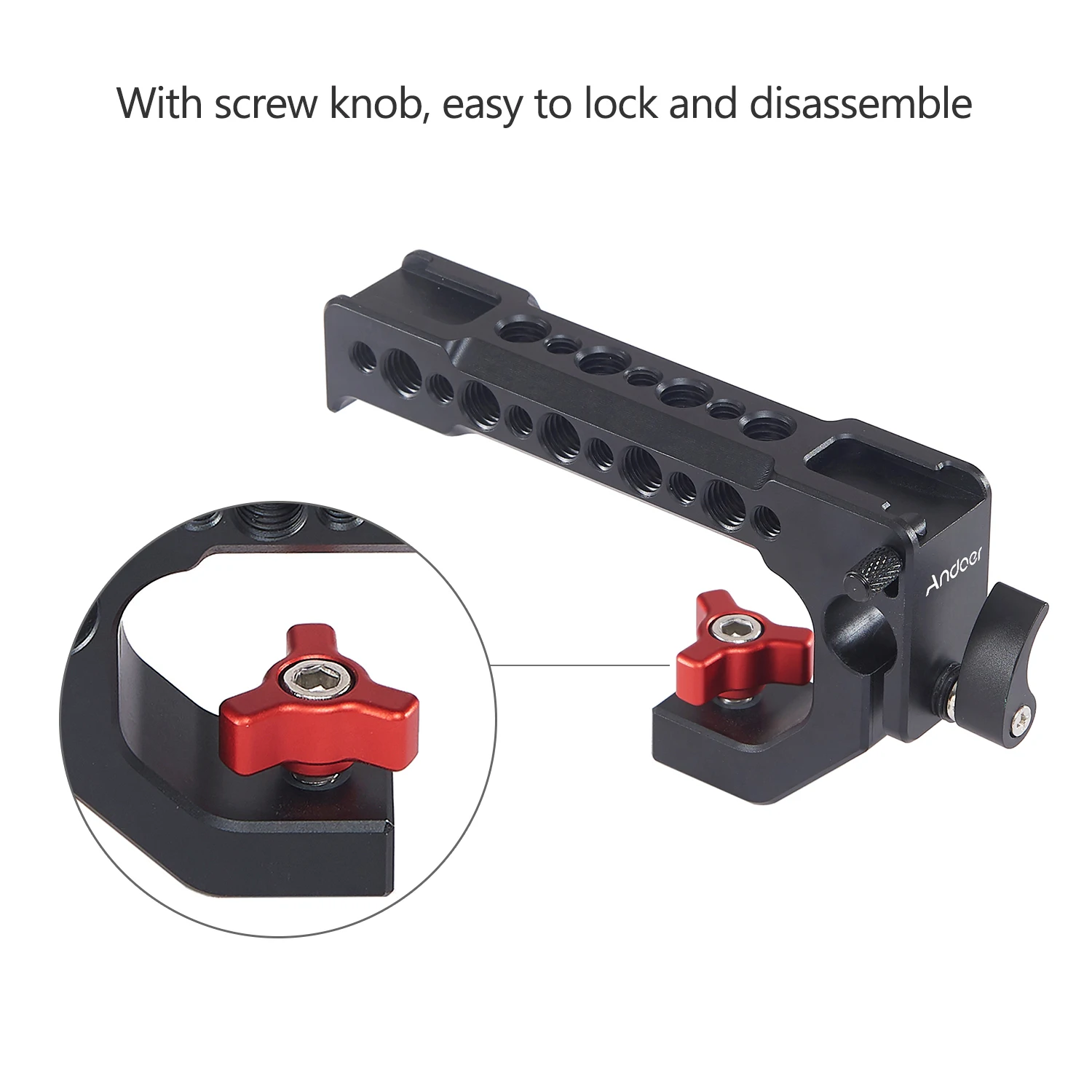 Andoer Camera Top Handle Grip Cheese with Cold Shoe Mount 1/4 Inch 3/8 Threaded Holes 15mm Rod Clamp for Cage | Электроника