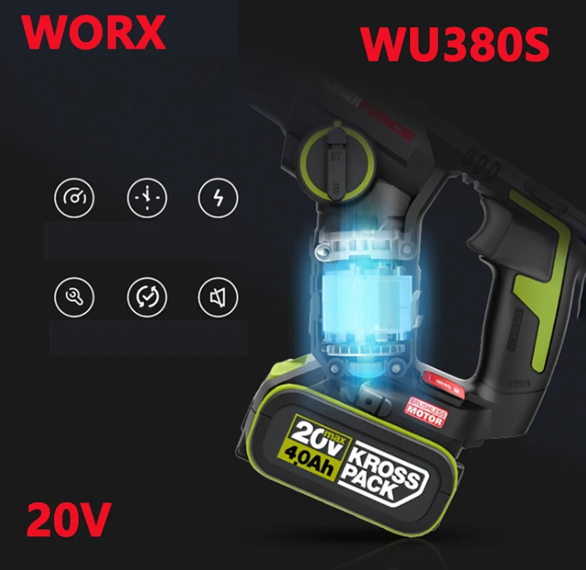 Шуруповерт ударный WORX WU380S ручная электрическая дрель беспроводной