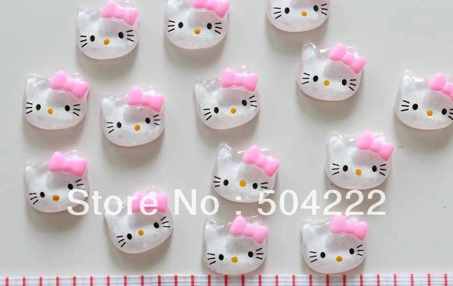 

200pcs Clear Glitter Kitten Kitty Head Face Children Kawaii Cabochon Cabs Flatback 20mm Resin