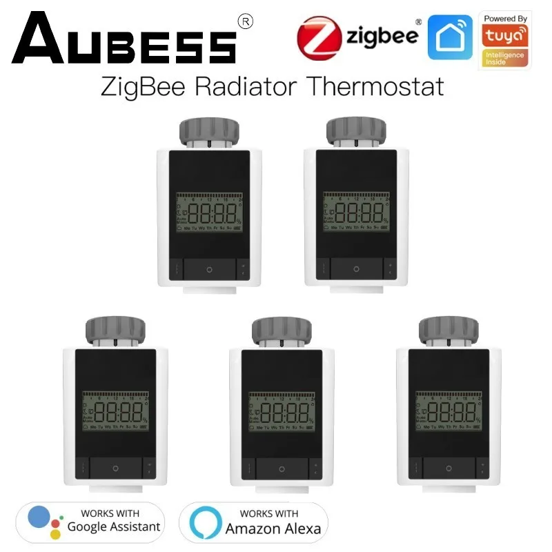 

Aubess Tuya ZigBee3.0 Smart TRV Radiator Actuator Programmable Thermostatic Radiator Valve Temperature Controller Support Alexa